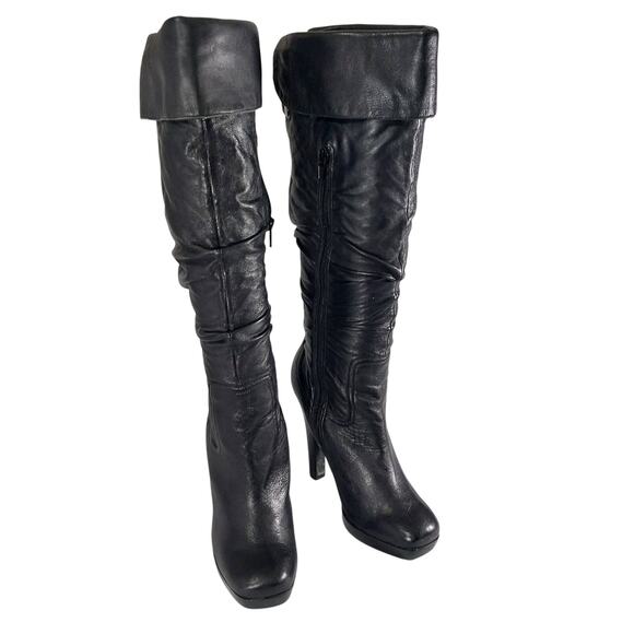 JESSICA SIMPSON! YANA BLACK SUPER SOFT GENUINE LEATHER SCRUNCHY BOOTS! SZ 7.5B - Picture 2 of 13